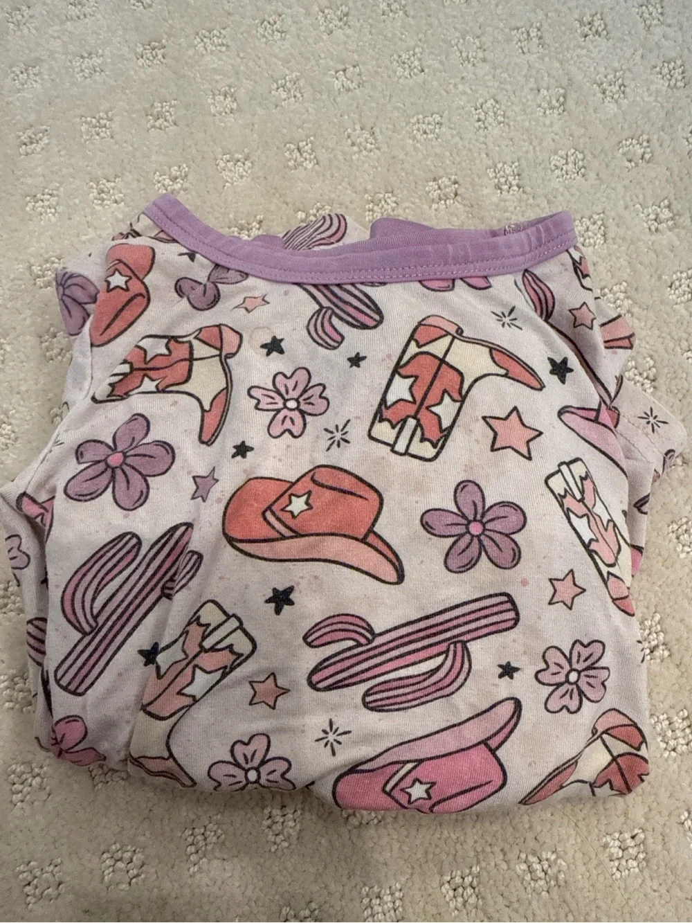 Caden Lane Bamboo Pajama Set 3T Pink Cowgirl Western Boots Hats Cactus